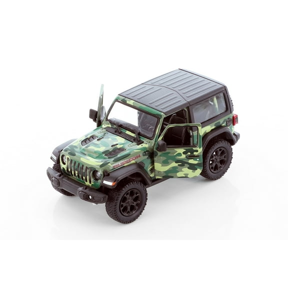 2018 Jeep Wrangler Rubicon Camo Hardtop, Green - Kinsmart 5420DB - 1/34 Scale Diecast Model Car