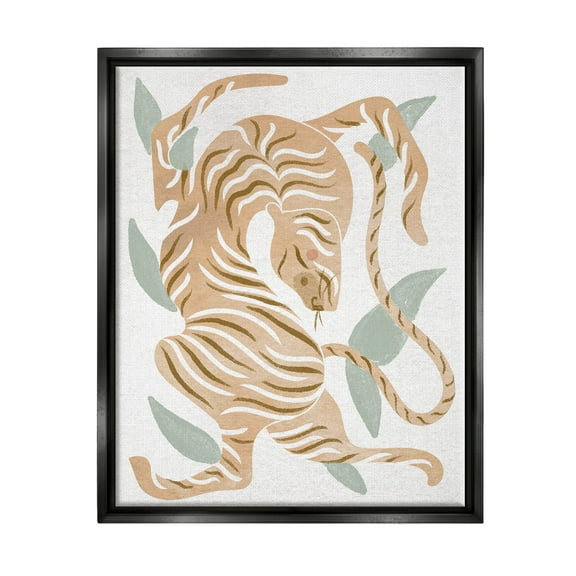 Contemporary Tiger Wildlife Shapes Animals & Insects Graphic Art Jet Black Framed Art Print Wall Art