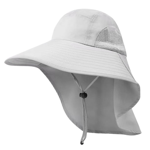 Gorro de Pesca Outdoor con Malla Protectora para el Cuello para Senderismo Gris Claro Gris