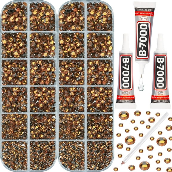 Worthofbest Flatback Rhinestones with Rhinestone Glue for Decoration and Craft - Mixed Colors