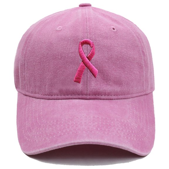 AirLoni Unisex Baseball Cap Washed Soft Cotton Ribbon 3D Embroidered Curved Brim Sun Protection Casual Streetwear Trucker Hat for Breast Cancer Awareness Daily Outings Pink,One Size