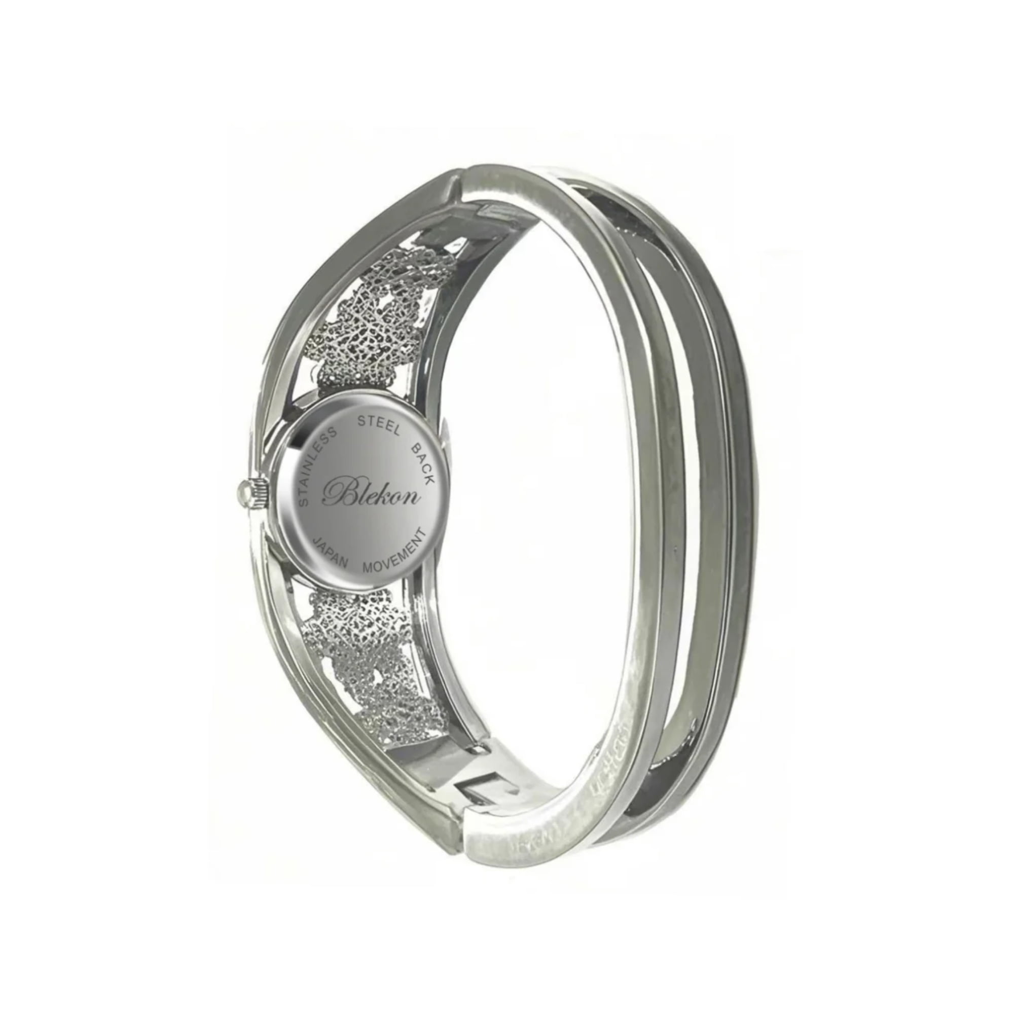 Blekon Women’s Cuff Bangle Watch With Elegant Silver Bracelet, Flower Design Dial, Fashion Jewelry Timepiece