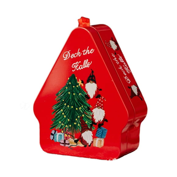 Luzkey Christmas Candy Box Christmas Gift Box Decorative Ornament Present Packaging Chocolate Snacks Storage Biscuit Can Goodies Bag Red Tree Dwarf