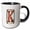 Black/White, variant on 3drose, Alluring Letter K. Grunge Metal Monogram, Industrial Style Art Gift, 11oz Two-tone Blue Mug