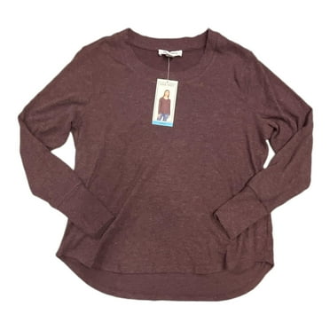 Nine West Women's Long Sleeve Rib Neck Pullover Soft Knit Top Wine XXL