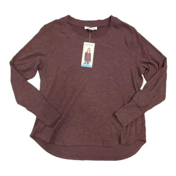 Nine West Women's Long Sleeve Rib Neck Pullover Soft Knit Top Wine XXL