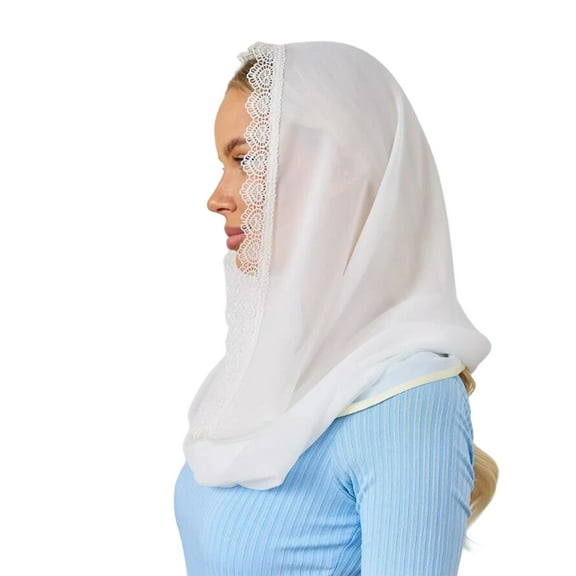 RUISINERY Lace Mantilla Breathable Scarf Shawl Lightweight Head Covering for Women Prayer Mass and Daily Use