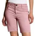 thumbnail image 2 of Sakmal Chino Women's Khaki Shorts Knee Length Work Straight Leg High Waisted Solid Pink Summer Shorts for Women with Pockets, 2 of 9