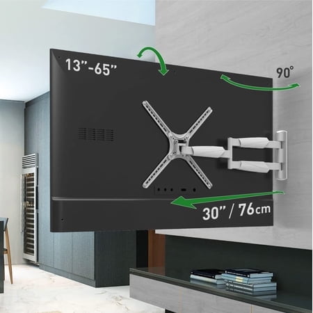 Barkan Long White TV Wall Mount, 13 - 65 inch Full