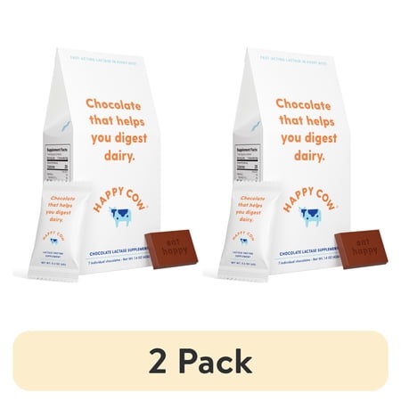 (2 pack) Happy Cow Lactase Supplement Fast Actine Dairy & Lactose Intolerance Relief, 7 Count