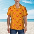 thumbnail image 4 of Balery Red Crab Print Men's Hawaiian Shirts Short Sleeve Beach Shirt Relaxed Fit Vacation Button Down Shirts-, 4 of 9