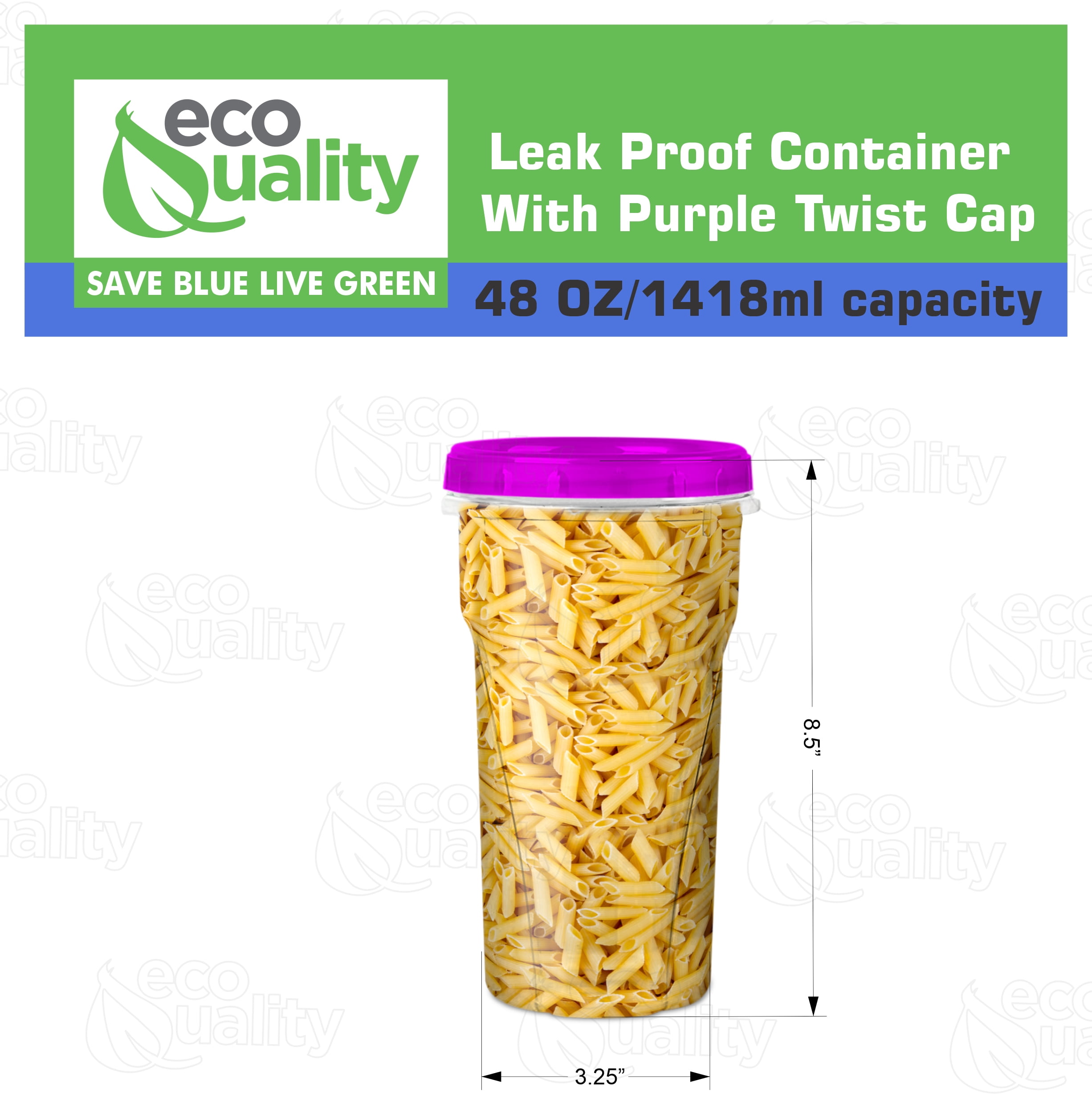 48 oz Clear Twist Top Storage Deli Containers with Leak Proof Lids Purple - BPA Free Snack Containers Airtight Reusable Plastic Food Storage Canisters with Twist Seal Caps Kitchen Organizer (20)