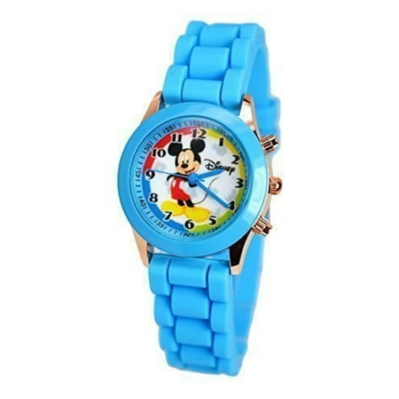 Mickey Mouse Wrist Watch - Disney Mickey Mouse Wrist Watch For Kids W/Fashion Buttons In Can Pen/Glasses Gift Box. Small Analog Display.