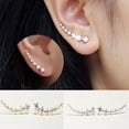 thumbnail image 4 of Grandest Birch Women Rhinestone Big Dipper Ear Studs Clips Hook Earrings Jewelry Gift Rhinestones, Alloy Gold, 4 of 8