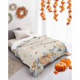 thumbnail image 4 of Orange Blue Fall Flannel Blanket for Bed,Travel and Camping, Thanksgiving Floral Botanical Rustic Super Soft Cozy Blanket for All Seasons 40"x50", 4 of 6
