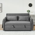 thumbnail image 3 of 3 in 1 Convertible Sleeper Sofa Bed,55" Modern Velvet Pull Out Sofa Bed with 2 Pillows and 2 Detachable Pockets,Upholstered Loveseat Sofa Couch with Adjustable Backrest for Living Room Office,Gray, 3 of 9