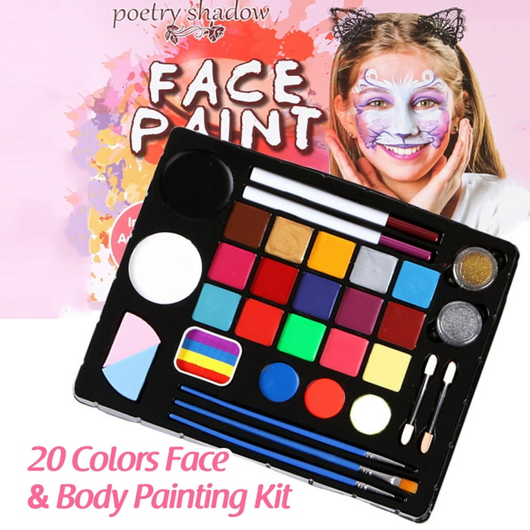 Anself Face Painting Kit 20 Colors Washable Water Based Paints