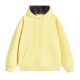 thumbnail image 2 of WREESH Men's Winter Hoodie Plaid Hood Pullover Loose Fit Casual Drawstring Sweatshirt with Kangaroo Pocket Yellow, 2 of 4