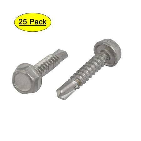 

Unique Bargains M4.8x25mm 410 Stainless Steel Self Tapping Drilling Hex Flange Bolt 25pcs