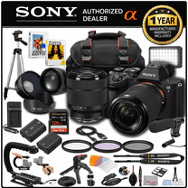 Sony A7 IV Mirrorless Digital Camera 24MP w/ 28-70mm Lens, LED Light, Microphone, 128GB Extrem Speed, U-Grip, Filters, Tripod, Case, Software, & More ? Pro Video Bundle (38pc)