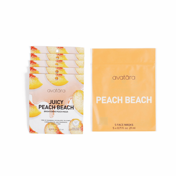 Avatara Juicy Peach Beach Face Mask, 5 Pack