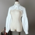 thumbnail image 2 of SIEYIO Steampunk Puff Long Sleeve Detachable Dickey Blouse Vintage Lapel False Collar Cutout Cropped Half Shirt Top for Women, 2 of 13