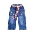 thumbnail image 2 of BRGZLK Girls Pineapple Jeans Soft Elastic Waist Comfortable Kids Jeans Spring Summer Casual Wear Outside Elastic Waist Pants Blue D 4-5 Years, 2 of 5