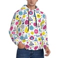 thumbnail image 2 of Rateoe Doodle Fruits Pattern Mens Hoodie, Pullover Hooded Sweatshirt, Kangaroo Pocket Hoodie Ideal for Daily Wear, Travel and Home-Small, 2 of 7