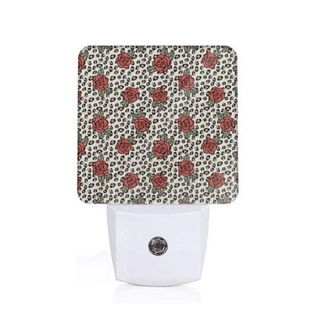 

Sigee Leopard Print Rose for Night Lights Plug into Wall Dusk to Dawn Sensor Warm White Led Night Light 0.5W for Kid Hallway