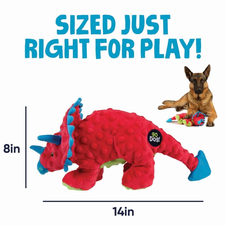tough stuffed dog toys GoDog Dragon with Chew Guard, Periwinkle, Multicolor