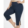 thumbnail image 4 of FlorCurve Plus Size Capri Leggings for WomenTummy Control Yoga Pants Stretch Workout Leggings, Navy Blue 2XL, 4 of 7