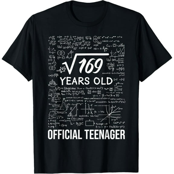 13 Birthday Official Teenager Boy 13yr Math 13th Birthday T-ShirtMen and women, Black T-shirt, size: Extra large