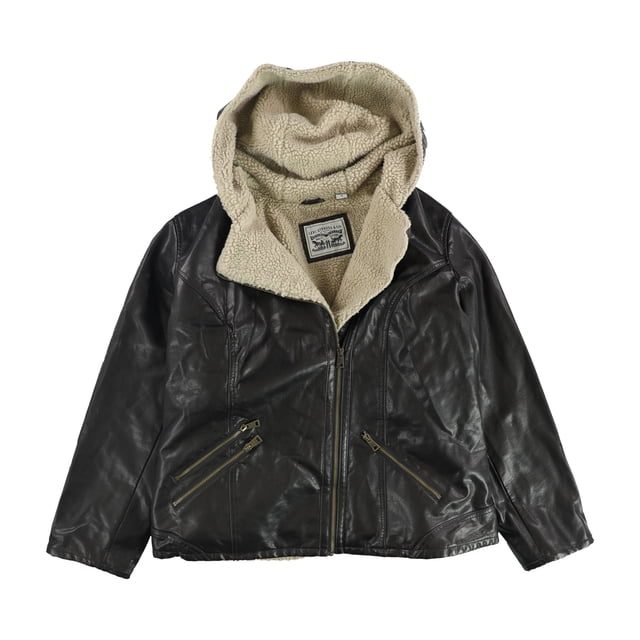 Levi's Womens Faux Sherpa-Lined Motorcycle Jacket black 1X