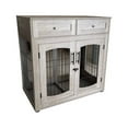 thumbnail image 7 of Dog Crate with Cushion,Wooden Dog Crate Table with 2 Drawers,3-Doors Dog Furniture,Indoor Dog Kennel,Dog House,Dog Cage, 7 of 7