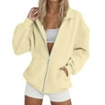 thumbnail image 2 of MESSIYO Women Jacket Women Zip Up Hoodie Women's Athletic Jackets Workout Jackets for Women Womens Casual Jacket Long Sleeve Hooded Womens Lightweight Cardigan Women Cardigan Beige L, 2 of 5