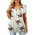 thumbnail image 4 of Blouse Ample à Manches Courtes Florale pour Femmes Chemise Décontractée Tunique Taille 6-18, 4 of 4