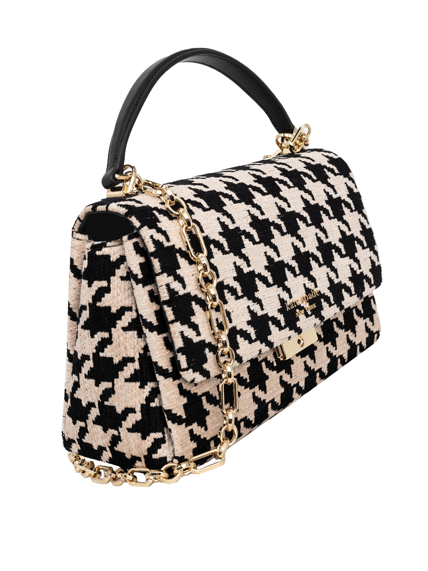 Kate Spade Houndstooth Shoulder Bag in Black