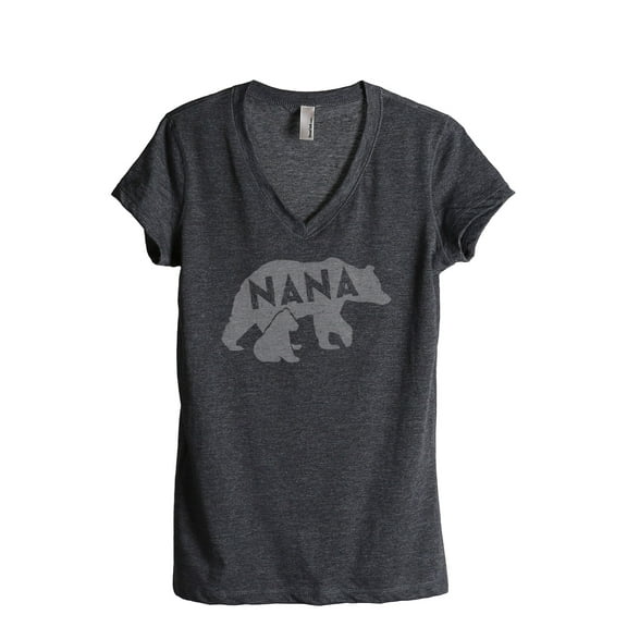 Thread Tank Nana Bear Women's Fashion Relaxed V-Neck T-Shirt Tee Charcoal Large