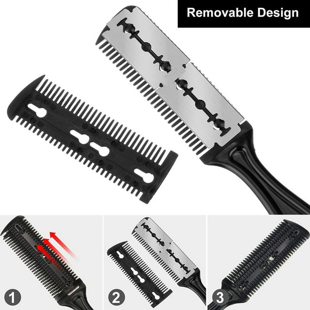 Peine con cuchilla, 3 piezas de peines para afeitar el cabello, peines para afeitar el cabello, tijeras de peluquería, máxima comodidad