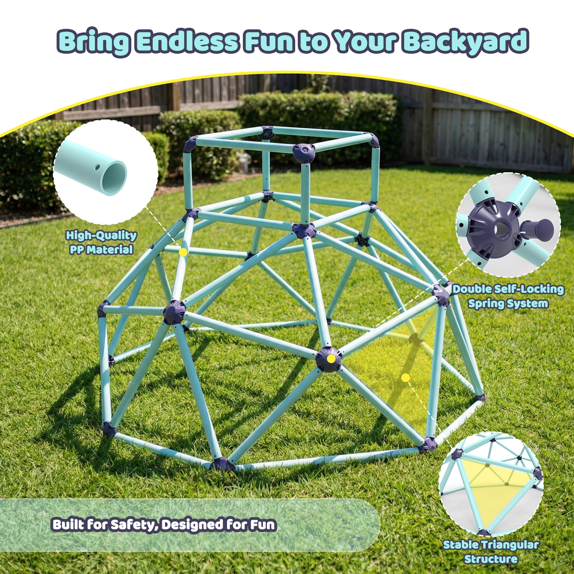 Leumius Climbing Dome with Top,Active Indoor Outdoor Play Set Climbing Dome Equipment Toys,Supporting 880 Lbs,Fun for Kids Ages 3 to 10 Years Old,Blue