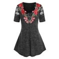 thumbnail image 1 of Camiseta de bordado de encaje de flor Rosegal Camisetas tallas grandes, 1 of 5