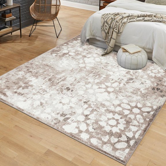 Unique Loom Sofia Collection Area Rug - Larvotto (6' 1" Square Brown/Beige)