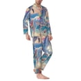 thumbnail image 2 of Honeii Dolphin Rainbow Horse Pattern Mens Pajamas Set,2pcs Men's Lounge Long Sleeve Sleep Shirt and Pajama Bottoms Sleepwear Set,Mens Pjs Sets-Large, 2 of 7