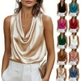 thumbnail image 4 of Women's Silk Satin Tank Top, Casual Camisole Sleeveless Business Blouse for Dressy Summer Work and Office Wear,White,2XL, 4 of 8