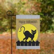 Northlight Black Cat "Happy Halloween" Outdoor Garden Flag - 18" x 12.5"