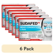 (6 pack) Sudafed PE Non-Drowsy Head Congestion + Pain Relief Caplets, 20 Ct