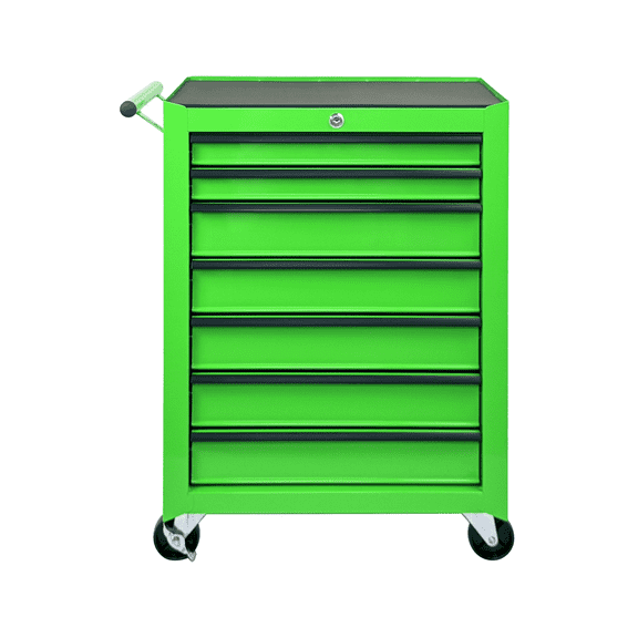 Rolling Tool Chest with 7 Drawers, 20" Metal Tool Storage Cabinet with Wheels, Steel Tool Cart Organizer with Ball Bearing Slides, Lockable Garage Tool Box Workbench Cabinet for Workshop, Green