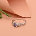 thumbnail image 3 of Mooneye 5mm Round Tanzanite 925 Sterling Silver Blossom Design Women Valentines Day Gift Ring, 3 of 8