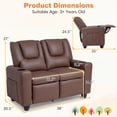 thumbnail image 3 of Costway Fauteuil Inclinable pour Enfants 2 Places avec Porte-Gobelets, Poches de Rangement Latérales, Dossier Réglable, Brun, 3 of 8