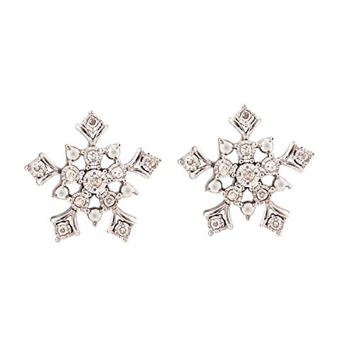 StoreIndya SI-DNJ-ER160099 Boucles d'Oreilles Snowflakes pour Femmes en Argent Sterling.925 avec Diamants Zircon Cubique